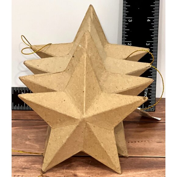DIY Craft Paper Mâché Hanging Star Ornament Set of 4 - Picture 1 of 5